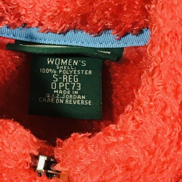 LL Bean Sz S Polartec Teddy Curly Fleece Jacket Full Zip Long Coral - Picture 3 of 5